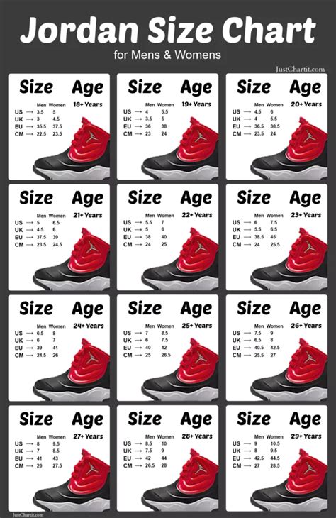 women's nike jordan size chart